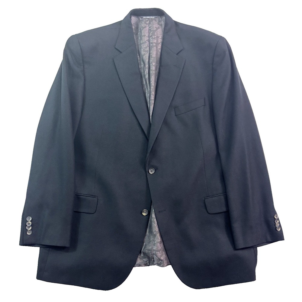 Jack Victor 48L Black 100% Cashmere Blazer Jacket Sport Suit Coat Italian Fabric
